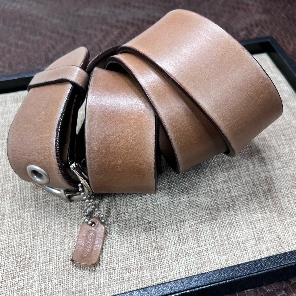 Coach Brown Leather Belt with Silver Buckle - Picture 3 of 5